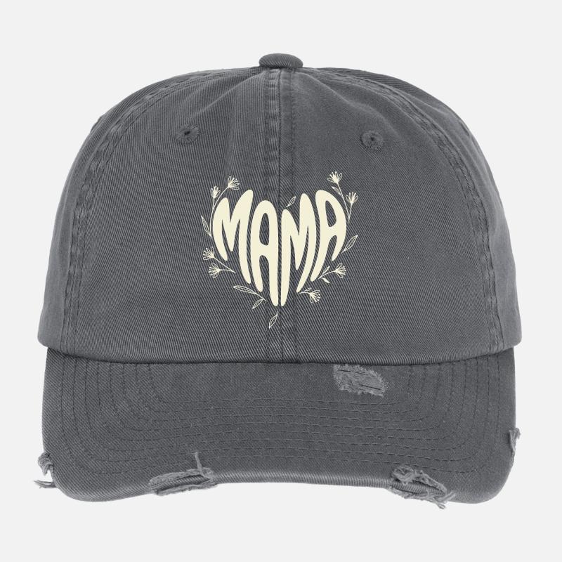 Typographie du cœur de Mama Blossom Casquette vintage effet usé Flexfit