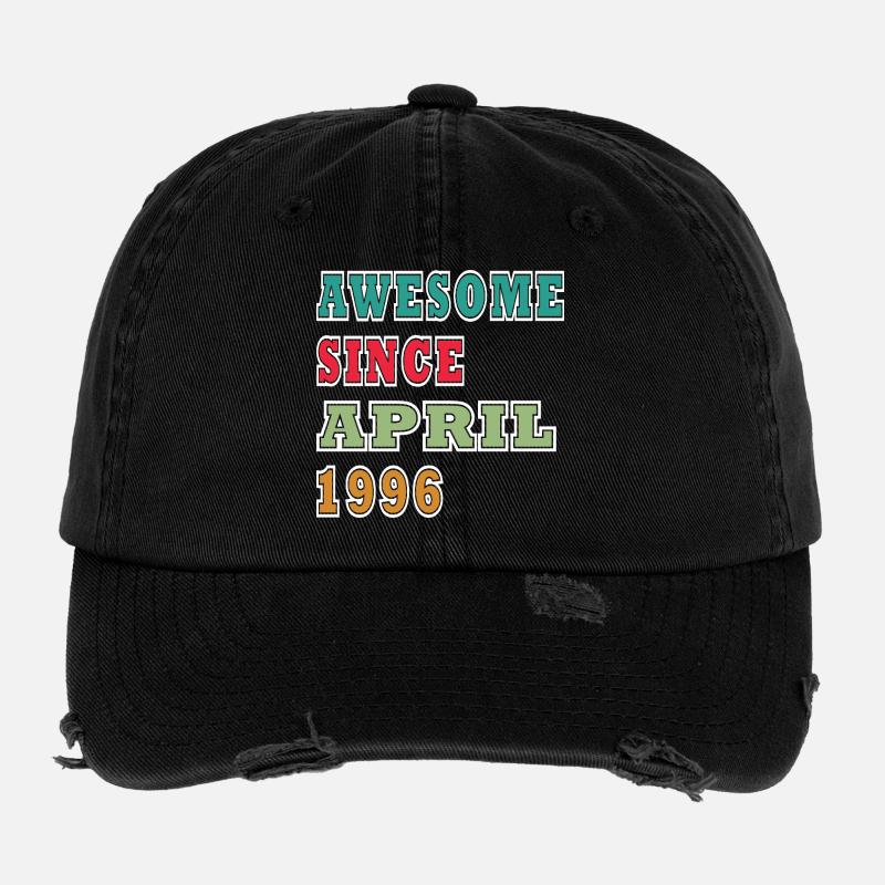 Awesome Seit April 1996 Retro Typo - Flexfit Vintage Destroyed Cap - Schwarz