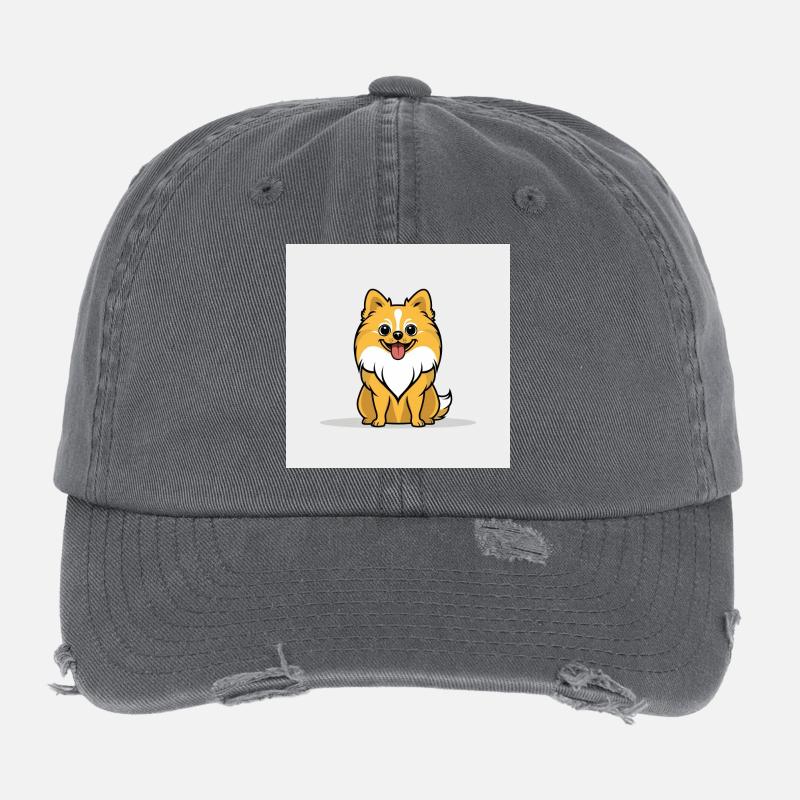 Cuddly Cartoon Dog Flexfit Vintage Destroyed Cap