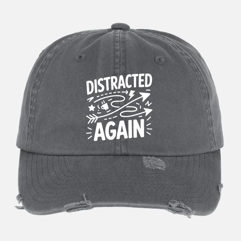 Distracted Again ADHD Chaos Flexfit Vintage Destroyed Cap