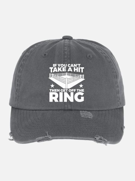 If You Can't Take Hit Then Get Off Ring - Flexfit Vintage Destroyed Cap - Dunkelgrau - Vorne