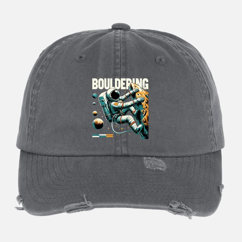 Astronaut Boulderung – Klettern im Weltall Design Flexfit Vintage Destroyed Cap