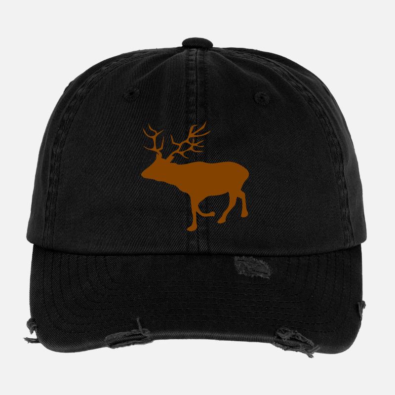 Silhouette de cerf brun dans la forêt Casquette vintage effet usé Flexfit