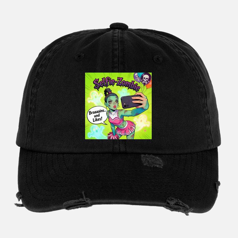 Selfie-Zombie Neon Cheerleader Flexfit Vintage Destroyed Cap