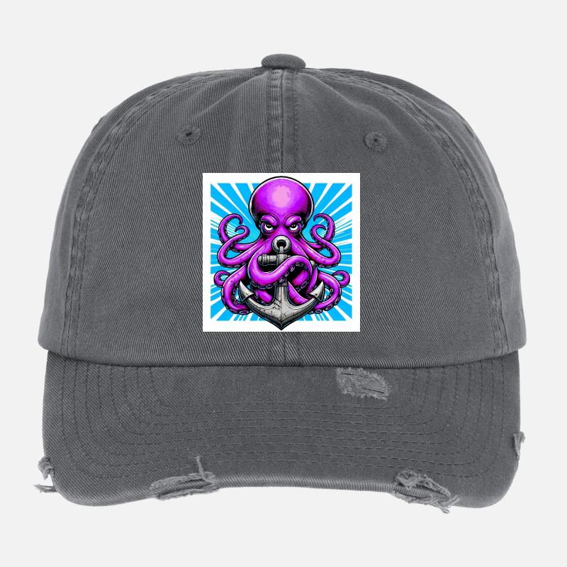 Octopus embraces an Anchor Flexfit Vintage Destroyed Cap