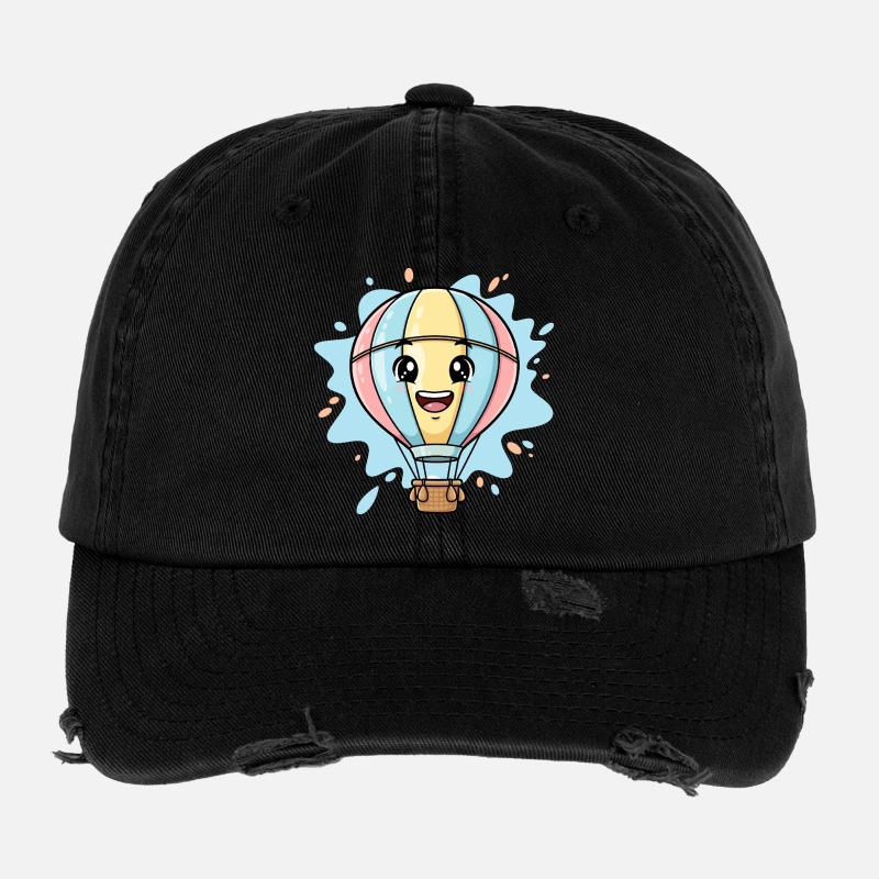 Happy balloon friend cloud journey - Flexfit Vintage Destroyed Cap - black
