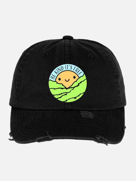 Be Kind It's Free Kindness Statement Saying - Flexfit Vintage Destroyed Cap - black - Front