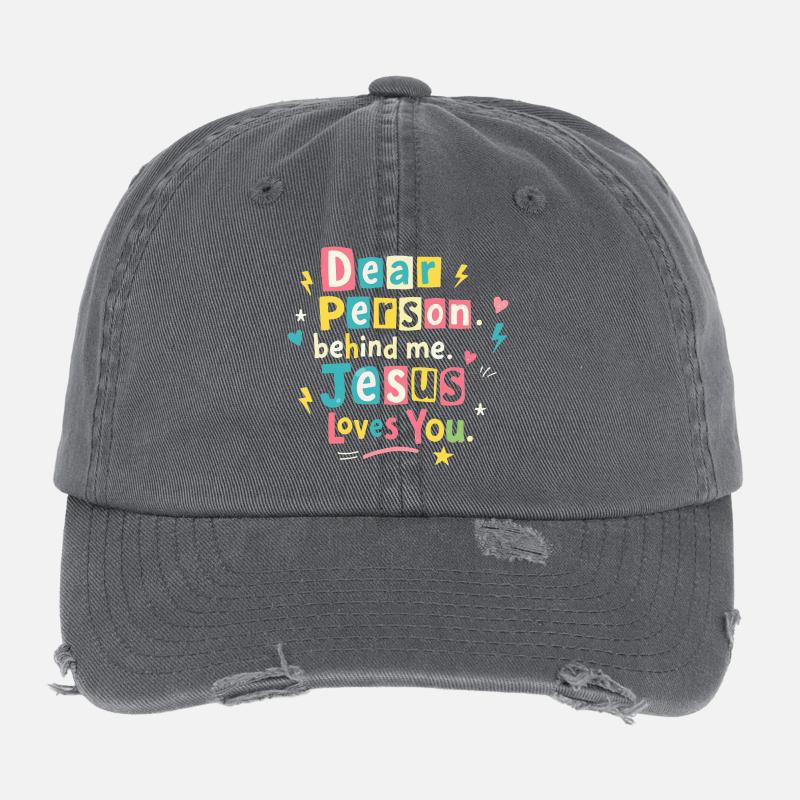 Jesus liebt dich positive Botschaft Flexfit Vintage Destroyed Cap