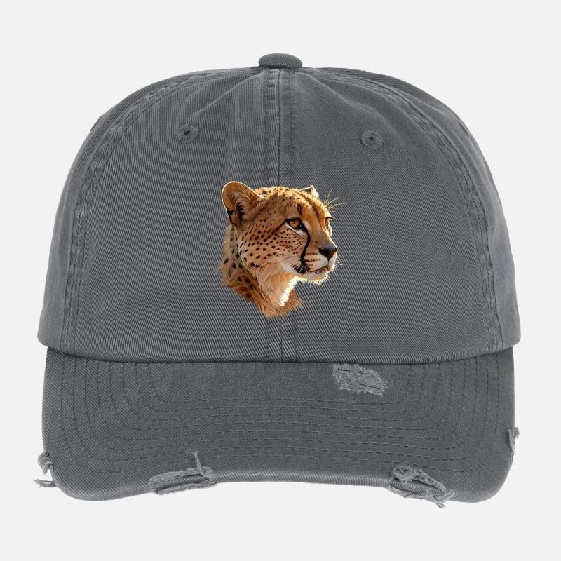 Illustration d’art de tête de léopard Casquette vintage effet usé Flexfit