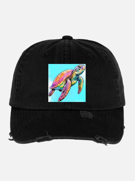 turtle - Flexfit Vintage Destroyed Cap - black - Front