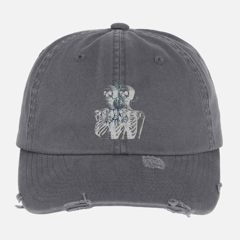 Glitch Skeleton Melt Dark Aesthetic Design Flexfit Vintage Destroyed Cap