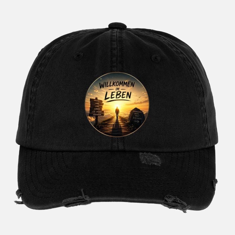 Willkommen im Leben Lebensweg Flexfit Vintage Destroyed Cap
