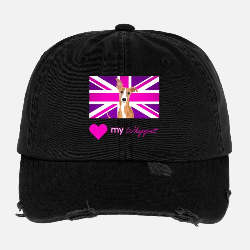 PURPLEWHIPPET (Texte rose, Vibrant) Casquette vintage effet usé Flexfit
