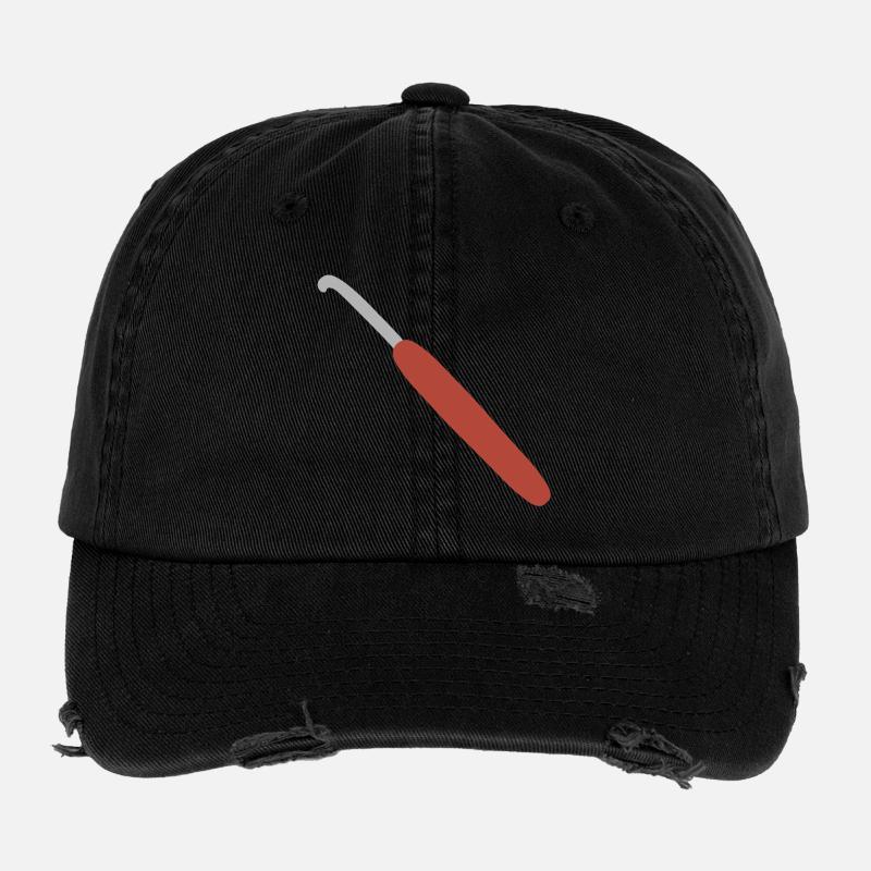 Red-Handled Crochet Hook Flexfit Vintage Destroyed Cap