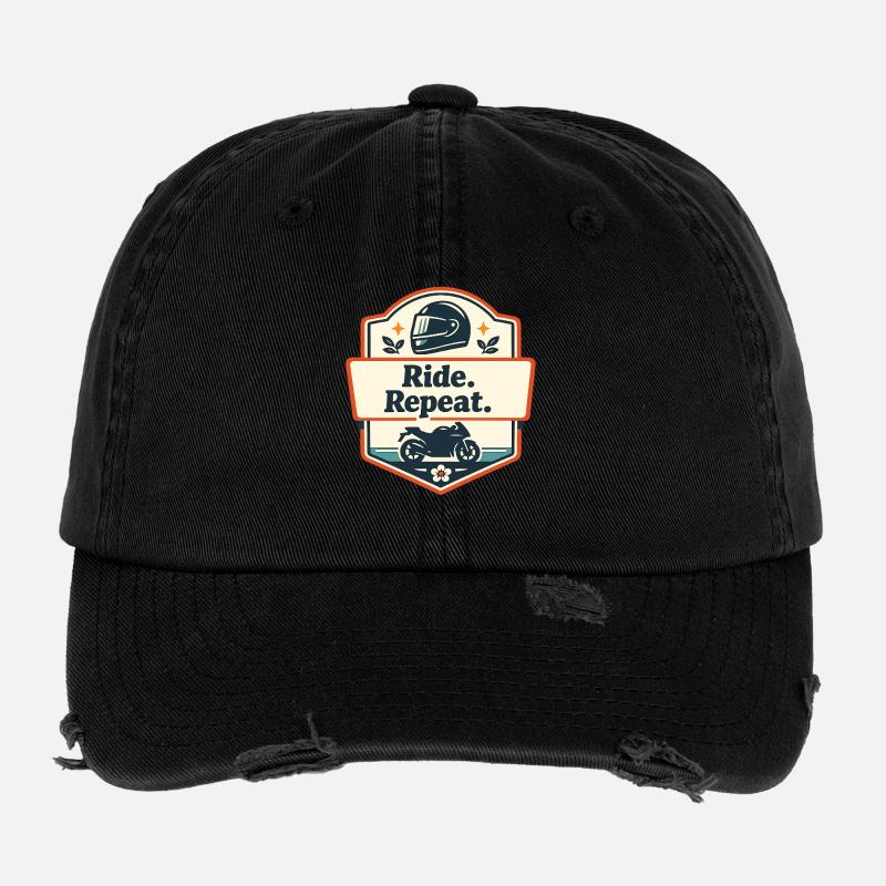 À cheval. Répétez. Déclaration sur la moto Casquette vintage effet usé Flexfit