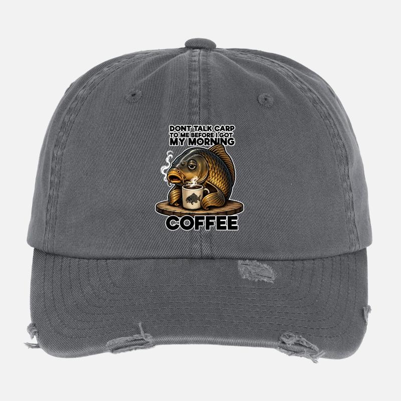 Humour matinal de la pêche à la carpe au café Casquette vintage effet usé Flexfit