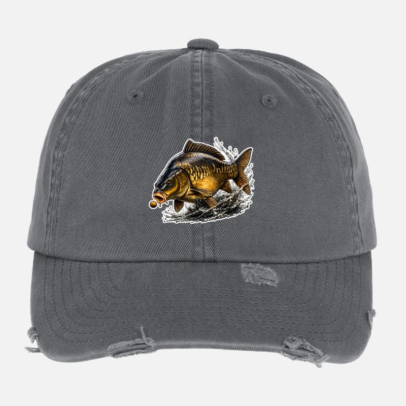 Conception de la pêche à la carpe miroir Casquette vintage effet usé Flexfit