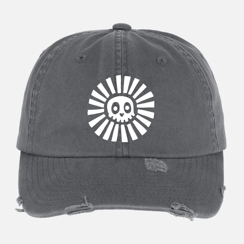 Weißer Sonnenschädel Flexfit Vintage Destroyed Cap