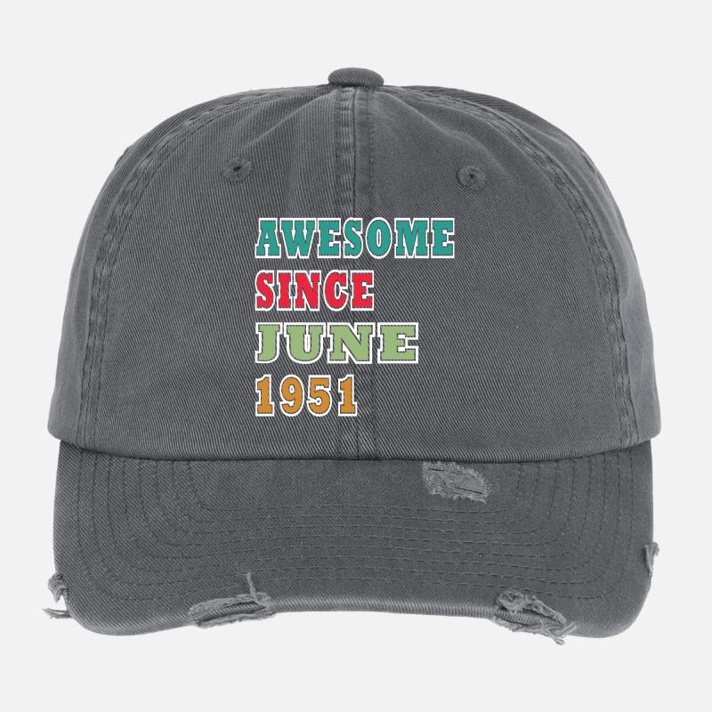 Retro 1951 Juni Layout Flexfit Vintage Destroyed Cap