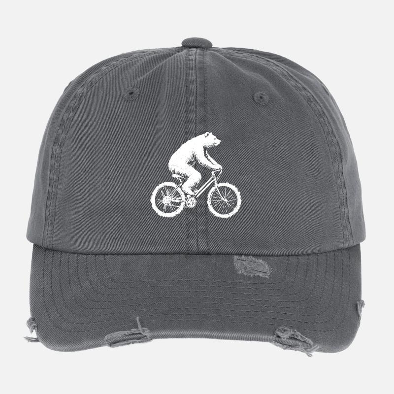 Bicycle Bear Wheel Rider Flexfit Vintage Destroyed Cap