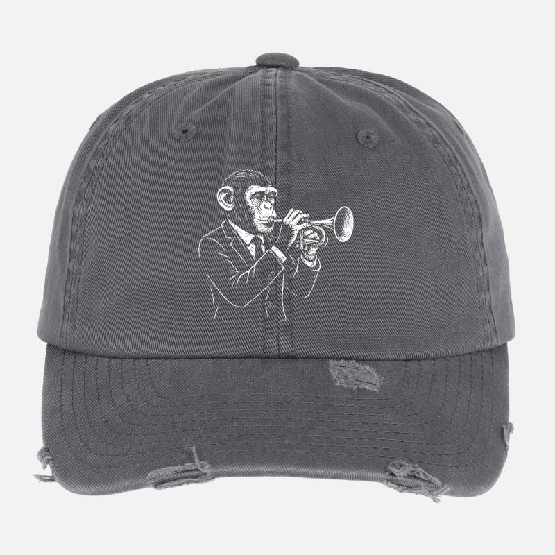 Chimp Jazz Trompete im Anzug Flexfit Vintage Destroyed Cap