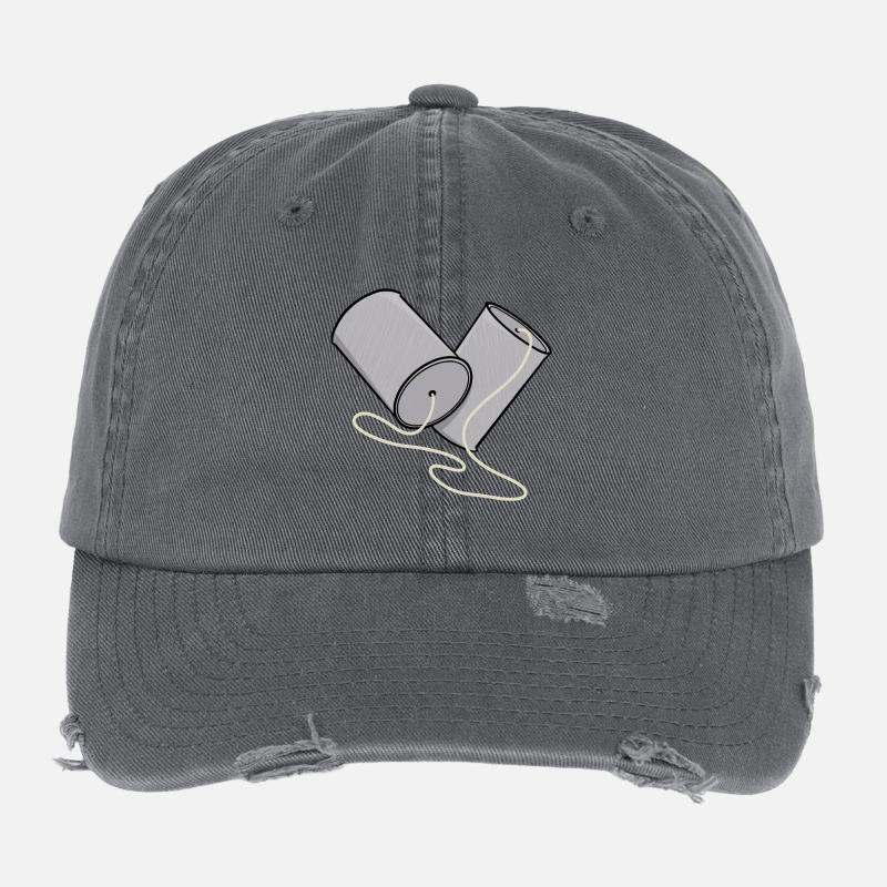 Tin Can Phone Nostalgia Flexfit Vintage Destroyed Cap