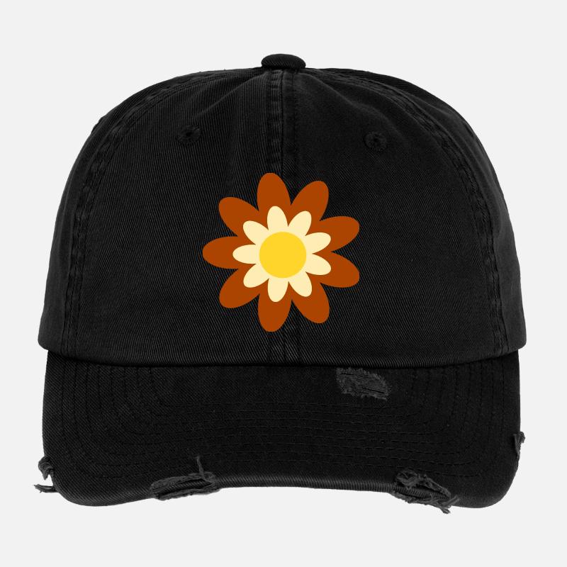 70s Flower Pattern Hippie Gift Flexfit Vintage Destroyed Cap
