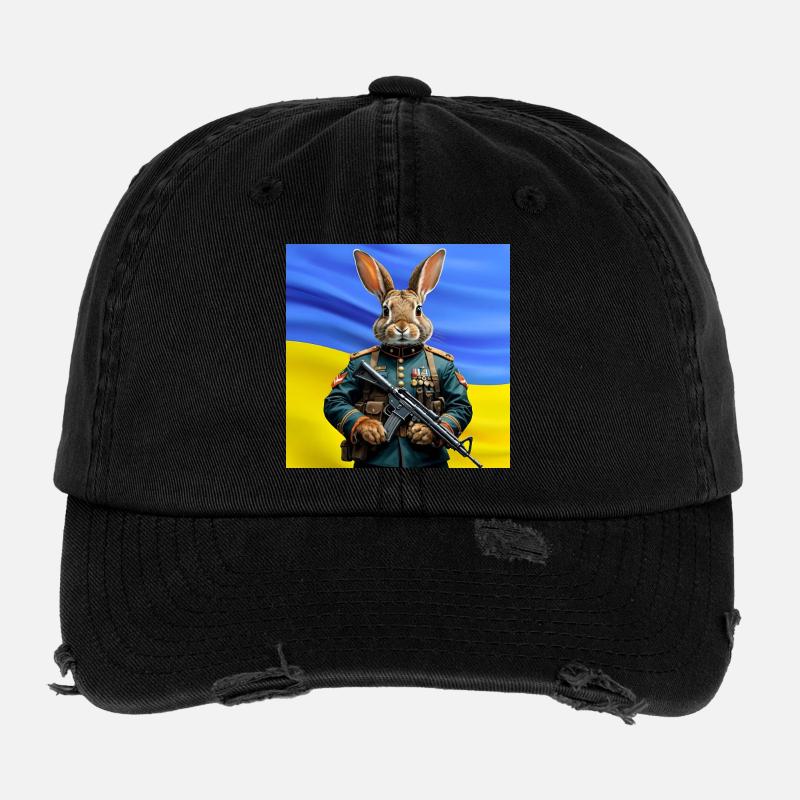 Guardian Rabbit: Held der Ukraine Flexfit Vintage Destroyed Cap