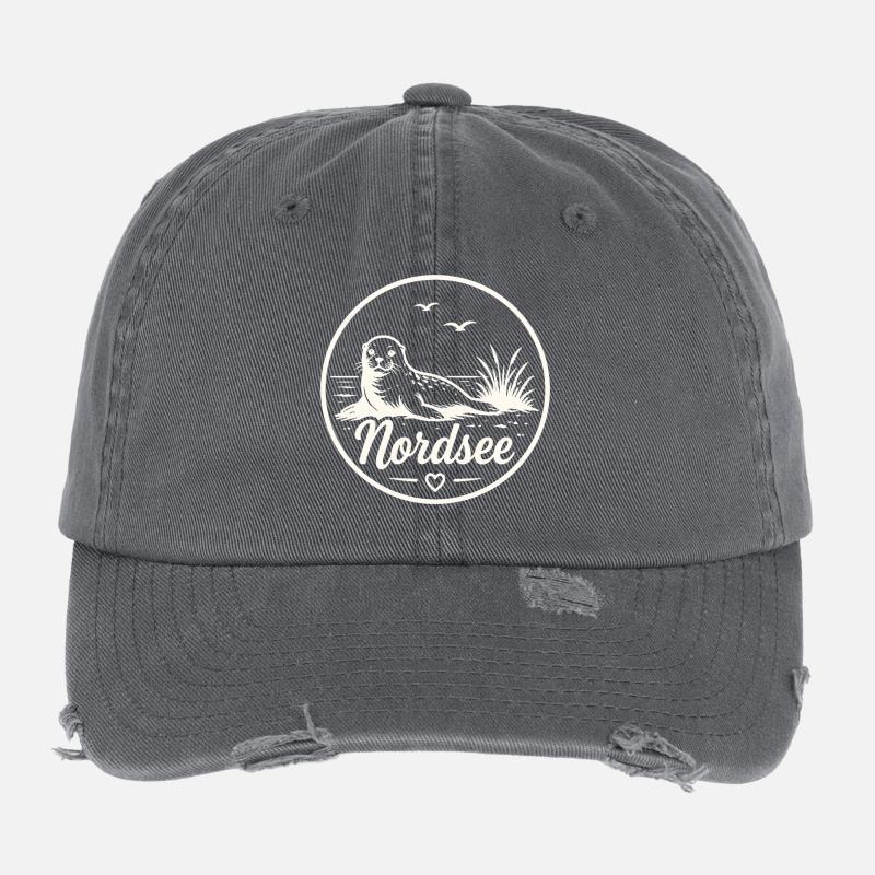 Phoques de la mer du Nord, plage des phoques Amour côtier Casquette vintage effet usé Flexfit