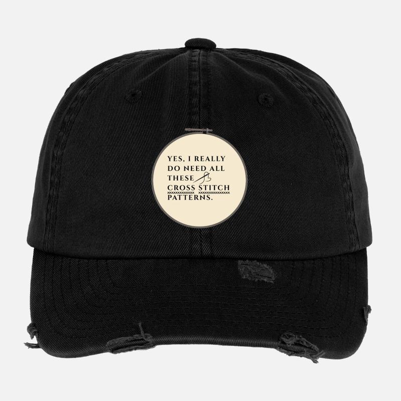 Cross Stitch Pattern Obsession Flexfit Vintage Destroyed Cap