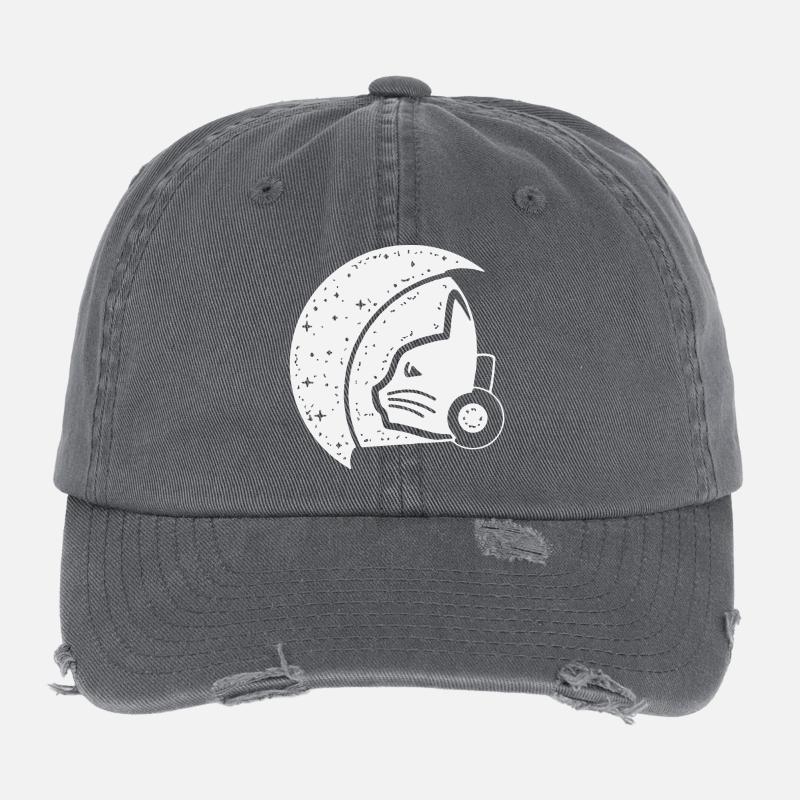 Illustration d’astronaute chat galactique Casquette vintage effet usé Flexfit