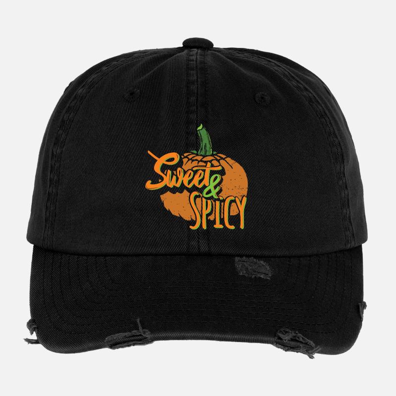 Süßes und würziges Halloween-Hemd Flexfit Vintage Destroyed Cap