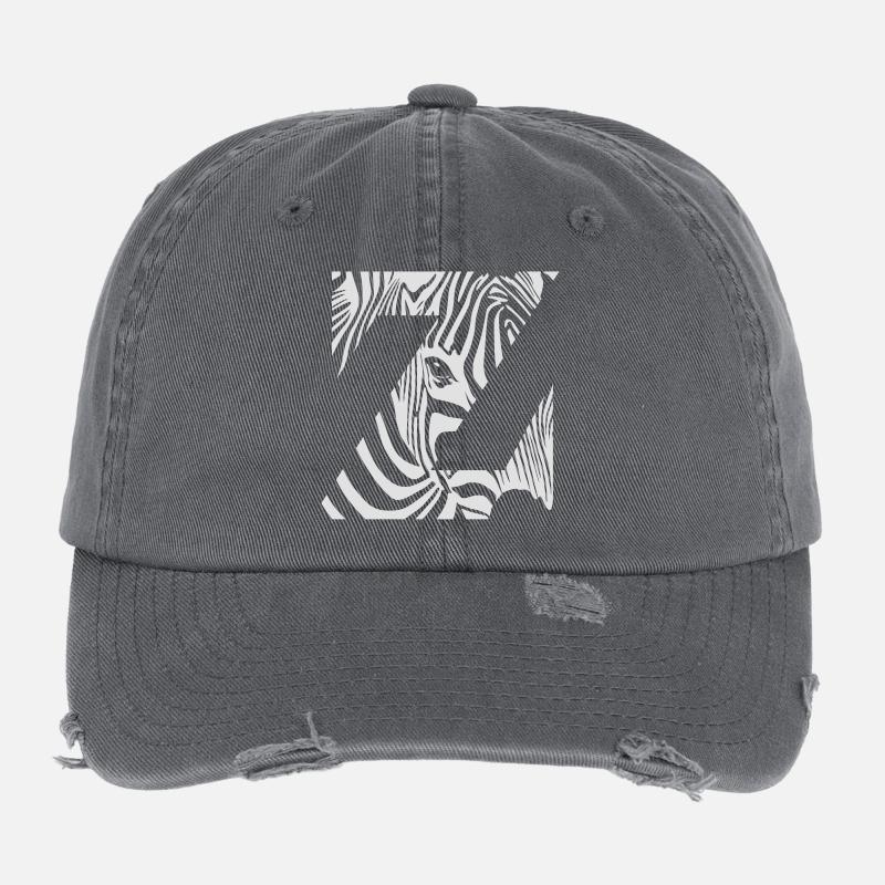 Zebra Mix Mono White Casquette vintage effet usé Flexfit