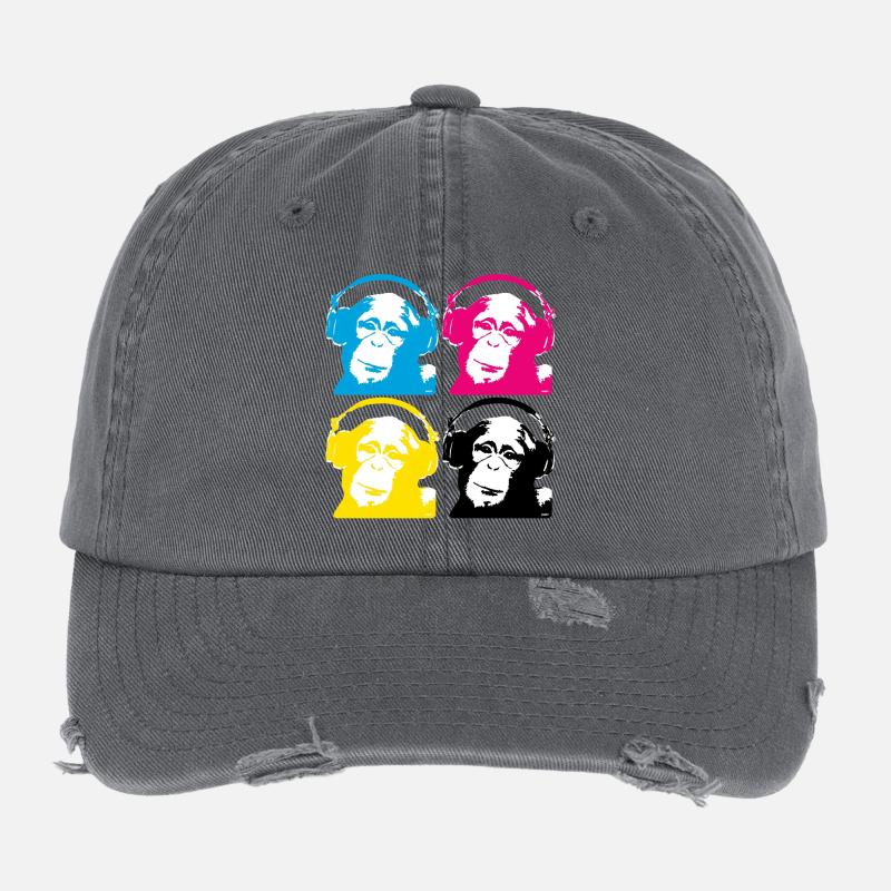4 DJ monkeys Casquette vintage effet usé Flexfit