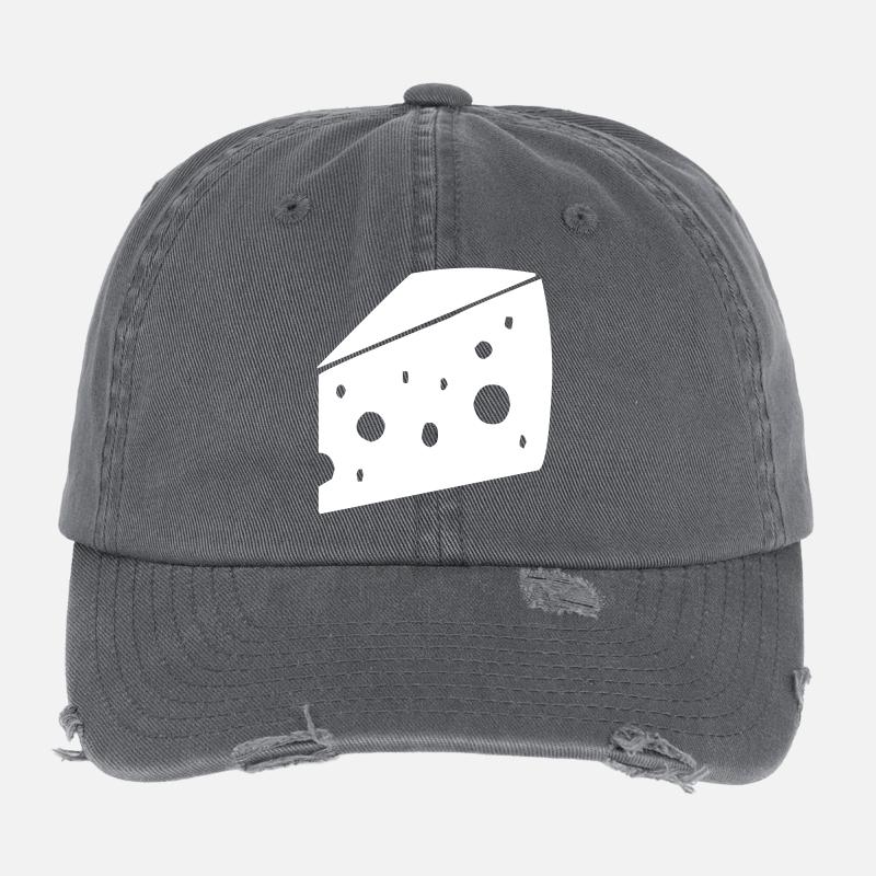 großes Stück Käse mit Löchern Flexfit Vintage Destroyed Cap