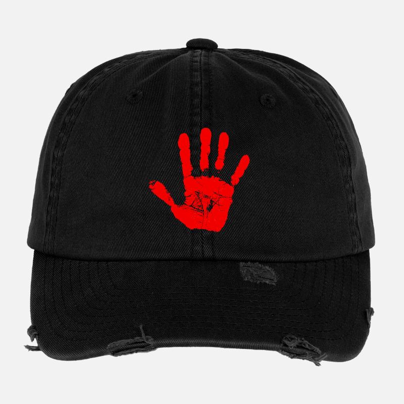 Red Handprint Flexfit Vintage Destroyed Cap