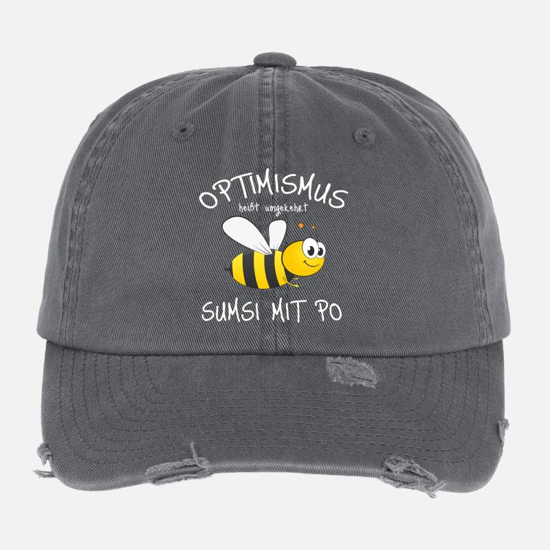 Optimistischer Bienen-Charme Flexfit Vintage Destroyed Cap