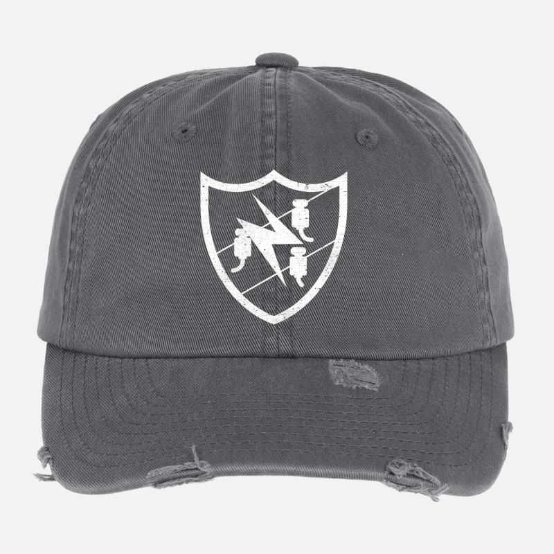 Emblème de symbole de guilde d'électricien en look grunge utilisé Casquette vintage effet usé Flexfit