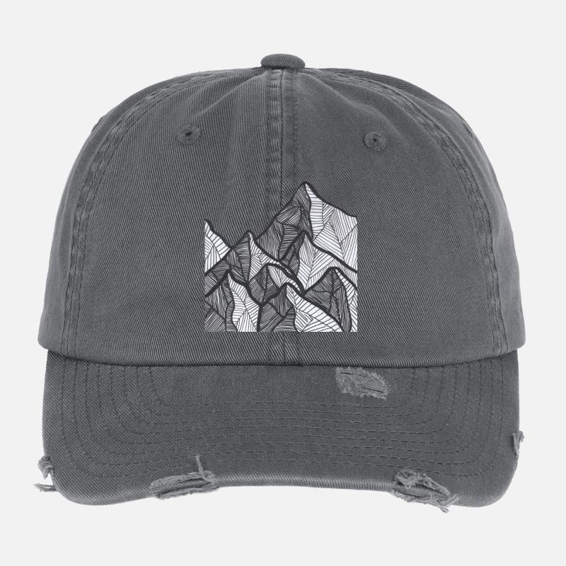 Schwarzweiß Berglinien Flexfit Vintage Destroyed Cap