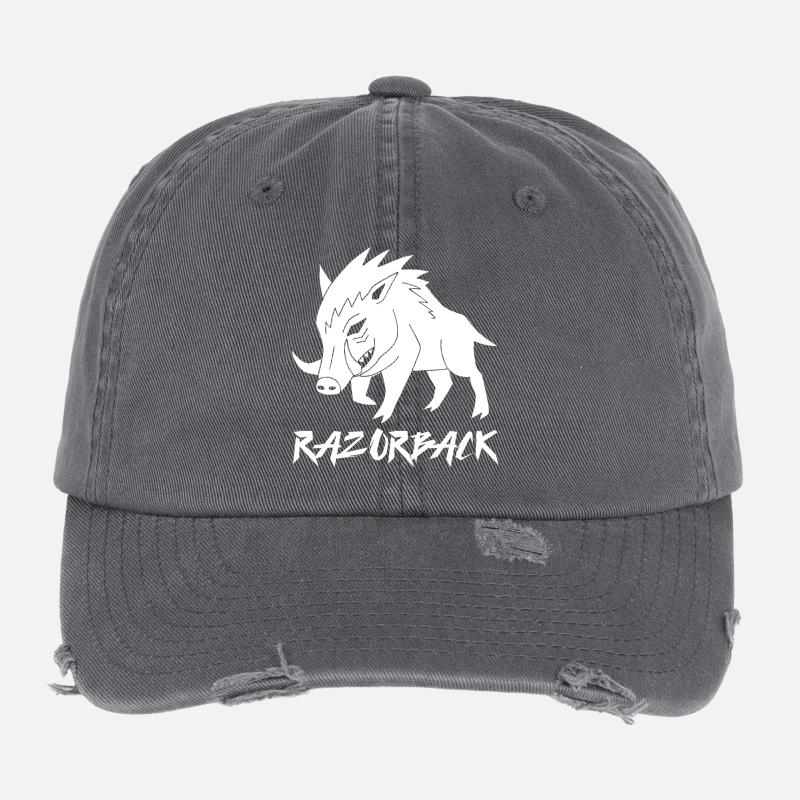 Razorback white boar Flexfit Vintage Destroyed Cap