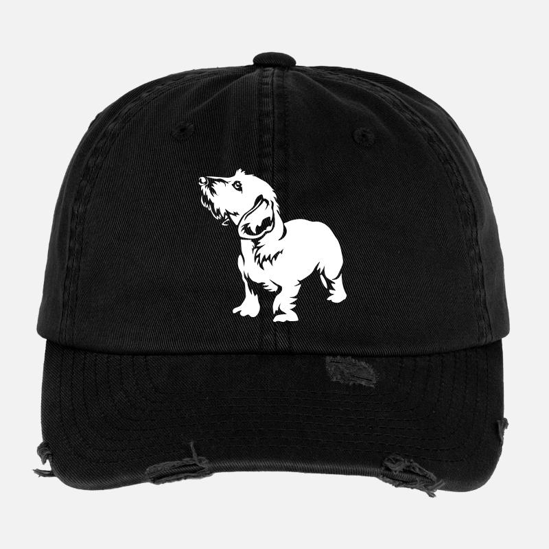 Dackel "Black Edition" - Flexfit Vintage Destroyed Cap - Schwarz