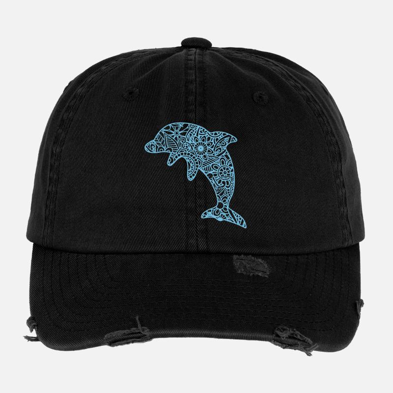 Dolphin T-Shirt Dauphin Dolphin Delfin Delfin Mandala Flexfit Vintage Destroyed Cap