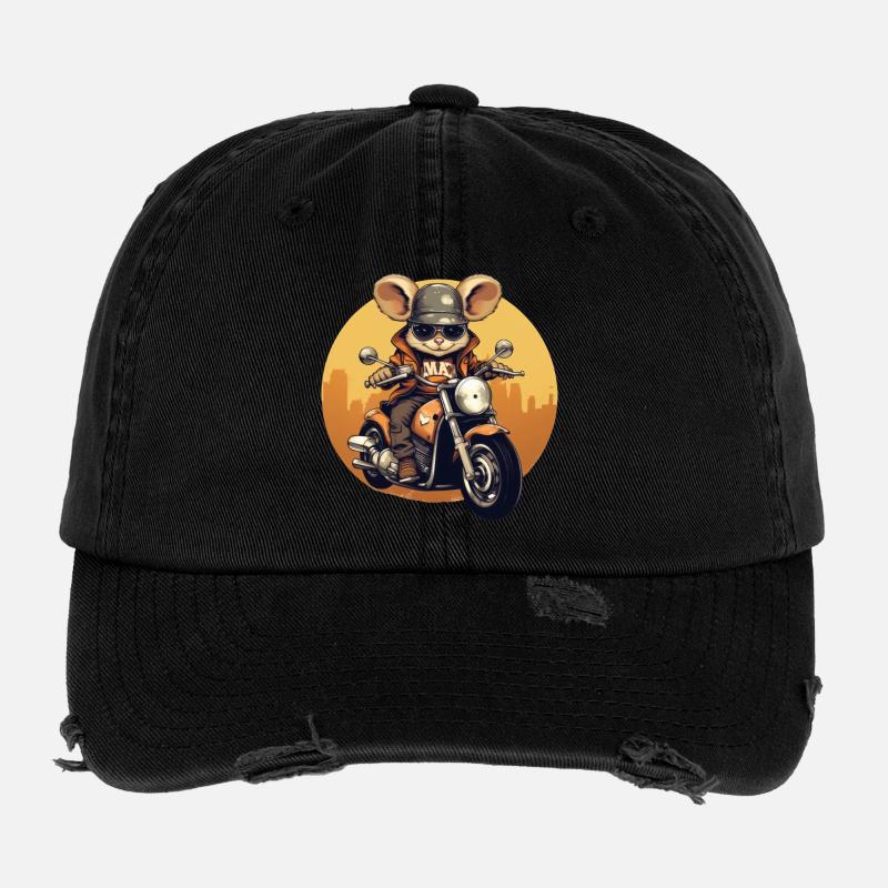 Souris cool sur la moto Casquette vintage effet usé Flexfit