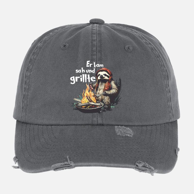 Er kam sah und grillte Sloth Griller Flexfit Vintage Destroyed Cap