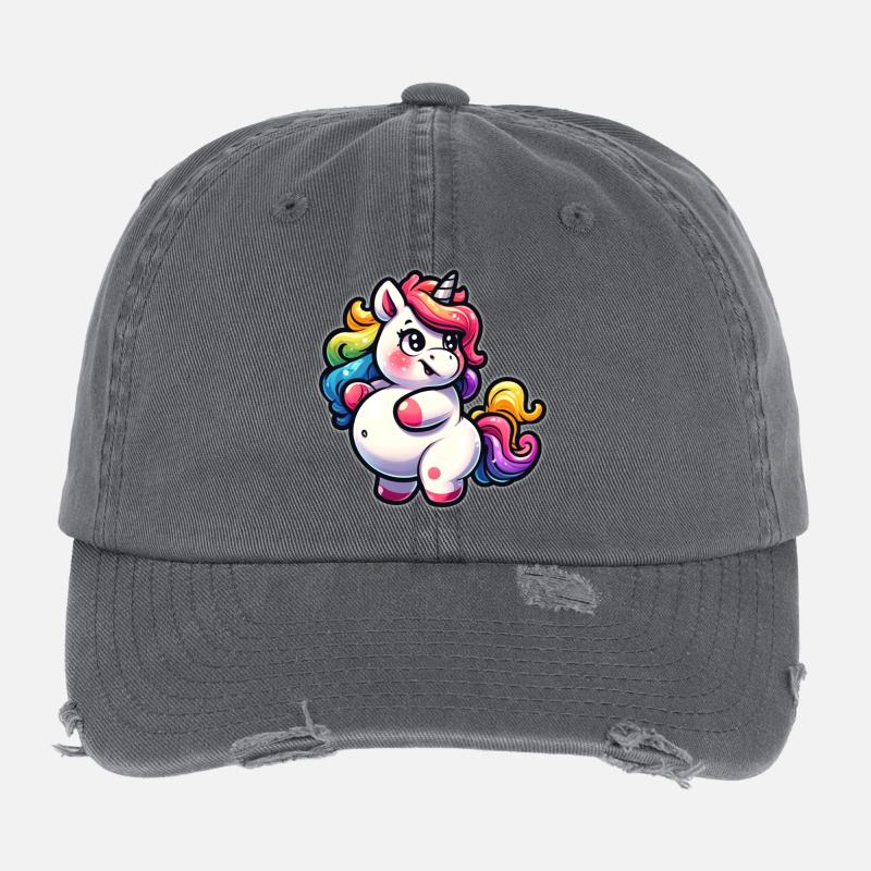Süßes Regenbogen Einhorn Flexfit Vintage Destroyed Cap