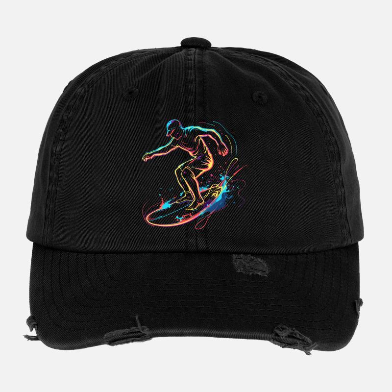 Surfing Boy Retrowave Flexfit Vintage Destroyed Cap