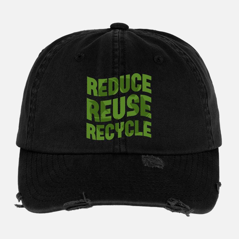 Reduce Reuse Recycle Flexfit Vintage Destroyed Cap