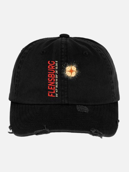 Flensburg - Flexfit Vintage Destroyed Cap - Schwarz - Vorne