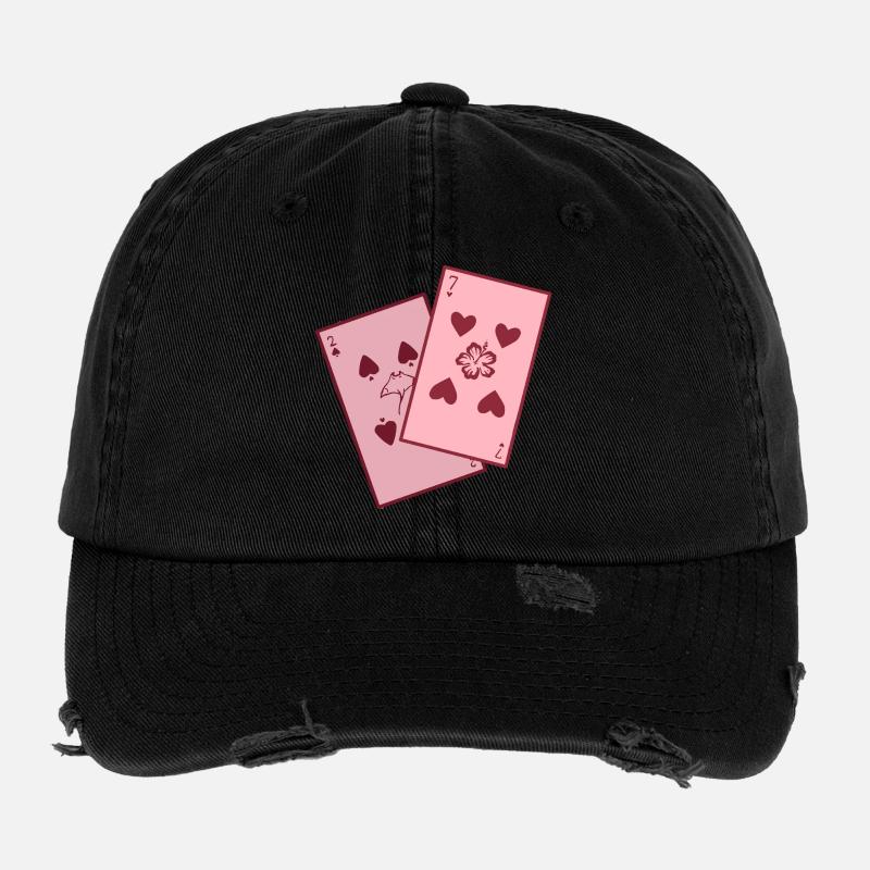 Illustration de jeu de cartes de style océanique Casquette vintage effet usé Flexfit