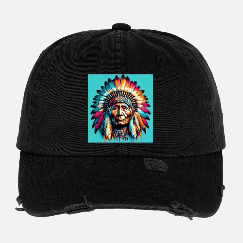 Amérindien Américain Casquette vintage effet usé Flexfit